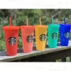 Starbucks tuimelaars kleurverandering plastic beker kleur veranderen 24 oz plastic drinksap cup met lip en stro magie koffiemok