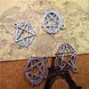 30 szts Antique Srebrny Pentacle Star Circle Pendanty Pentagram Charms Biżuteria Makerty