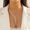 Ketten Ailodo Asymmetrische Imitationsperle Langkettige Halskette Für Frauen Elegante Party Hochzeit Modeschmuck Mädchen Geschenk 2023