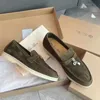 Chaussures Usine Designer Loropiana Pure Original Semelle Souple Confortable Lefu Chaussures Chaussure Simple avec Glands à Fond Plat Chaussures Femme Cuir Cachemire FG56