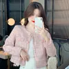 Damen Jacken Koreanische Weibliche Rosa Plaid Tweed Jacke Mantel Frauen Mode Temperament Kleidung Oberbekleidung Mäntel 230215