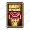 Neon Gaming Gamer Poster Vintage Metal Tin Signs Sleep Game Retro Metal Plaque Wall Art Decor for Boys Girls Playroom Home Gamer Office Neon decoration SIze 30X20 w01