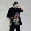 Męskie koszule T Hip Hop Streetwear Harajuku koszulka żałobna kwiat druku
