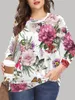 T-shirt femme grande taille T-shirt femme grande taille T-shirt imprimé fleur abstraite grands chantiers hauts mode printemps automne manches longues dames rue hipster t-shirt 230215