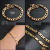 Chains Gold Bracelet Men 31Nk Chic Handsome Explosion Models 18K Plating Copper Jewelry Electroplating Figaro 8Mm Mens Drop Delivery Dh8Ww