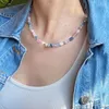 Girocollo Bohemian Agate naturali Collana di perline Fatta a mano Perla barocca Accessori estetici impreziositi Donna Gioielli Estivi 2023