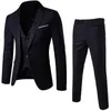 Costumes pour hommes Blazer de marque 3 pièces vin rouge élégant coupe ajustée bouton robe costume gilet fête mariage formel affaires décontracté Terno