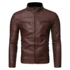 Vestes pour hommes 2023 automne cuir moteur hommes mode mince Bomber étanche fermeture éclair vêtements mâle col montant grande taille 4XL pardessus