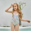 Childrens One Piece Bikini oogverblindend een stukjes gradiënt drukkmeisje zwemkleding