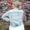 Womens Jackets Custom Bride Denim Jacket Pearl Mrs Bachelorette Jean Hen Party Gift Wedding Day Outerwear Bridesmaid Personalised Coats 230215
