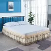 Bed Skirt Top Selling Delicate Double Layers Luxury Stereoscopic Embroidered Flowers Lace Ruffle Bed Skirts with Strong Elastic Belt 230214