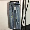 Kvinnors jeans designer broderi bokstäver denim byxor hög elastiska modemärke lady pantklass kvinnor kläder