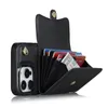 Fashion Organ Leather Wallet Cases For Iphone 15 14 Pro Max Plus 13 12 11 X XR XS MAX 8 7 Credit ID Card Slot Money Cash Pocket Holder Phone Back Cover With Crossybody Strap