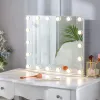 LED Bulbs Vanity Mirror with Makeup Lights Large Hollywood Light up Mirrors w/ 18 LED Bulbs for Bedroom Tabletop & Wall Mounted White