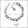 Bracciale a catena in argento sterling 925 con cuore d'amore retrò tailandese rotondo spesso vivi i tuoi sogni lettera consegna gioielli bracciali Dhqpy