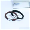 Other Bracelets Black Magnetic Buckle Punk Men Hombre Jewelry Red Braided Rope Leather Bracelet Drop Delivery Dh9Bt