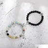 Braccialetti con ciondoli Cuore Ciondoli a scatto magnetici Amanti Bracciale coppia Pietra lavica Perline Amicizia Bracciale con corrispondenza a distanza San Valentino D Dhqfm