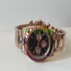 2019 Stil Herrenuhren 40 mm 116595 RBOW Rainbow No Chronograph 116595 Diamantlünette Schwarzes Zifferblatt Roségoldband Mechanisch Automat243M