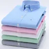 القمصان غير الرسمية للرجال S7XLCOTTON OXFORD للأكمام الطويلة منقوشة مخطط جيب العادية