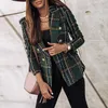 Mulheres Trench Coats Senhoras Xadrez Blazer 2023 Mulheres SpringAutumn Vintage Ternos Casacos Escritório Chic Slim Blazers Meninas Tassel Tops Casaco 230215