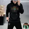 European Station New Men's Sweatshirts Hooded Sweater Fashion M￤rke Hot Diamond Letter Top Pullover Personlighet Bottom Skjorta Fashionabla och bekv￤ma