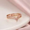 Band Rings Kinel Nya ankomst 585 Rose Gold Ring Double Row Micro-Wax Inlay Natural Zircon Hollow Rings Women Wedding Party Fine Jewelry G230213