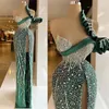 Party Dresses 2023 Green Beaded Evening Sequins Applices Sexig topp en axel prom klänningar högkvalitativ klänning