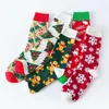 Women Socks Woman Christmas Funny Xmas Santa Claus Tree Tree Snowflake Cotton Tube Crew Happy Sock Men Year Sokken Prezent