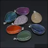 魅力Irregar Waterdrop HealingReiki Semipious Stone Dragon Stripe Agate Crystal Pendant Diy Necklace Women Fashion Jewelry Fin Dhreg