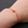 Strand Lucky rostfritt stål runda armbandbanglar röd tråd sträng justerbar charm handgjorda armband vänskap smycken för kvinnor