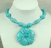 Pendant Necklaces Wholesale Fashion Beautiful Natural Carved Stone Flower Gem Necklace Jewellery Making