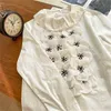 Bluzki damskie koszule High Street Korea 2023 Wiosna latem moda długa frakcja z koralikami rękawów