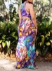 Casual Dresses Tropical Print Cutout Back Sleeveless Maxi Dress T230210