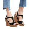 Sandals Shoes Beautiful Fashionable High-heeled Women's Suede About 14.5cm Wedges Heeled Sandals.