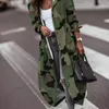 Mulheres Trench Coats Outono Inverno Moda Botão Longo Mulheres Casual Manga Bolsos Windbreaker Elegante Padrão Imprimir Jaquetas Soltas 230215