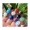 Cluster Rings Natural Stone Crystal Ring For Women Open Reiki Healing Lapis Tiger Eye Pink Purple Quartz Finger Party Wedding Jewelr Dhzbm