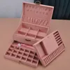 Cajas de joyería ZLALHAJA Caja organizadora de joyas de 3 capas Caja de joyería de gran capacidad con cerradura Collares Pendientes Anillos Soporte de exhibición Estuche de almacenamiento 230214