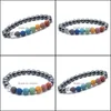 Braccialetti con ciondoli Albero della vita 8Mm Sette Chakra Bracciale Pietra lavica Sfera di ematite Perline Diffusore di olio essenziale Yoga Uomo Donna Gioielli Dhvqr