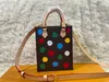 10a l väska axelväskor yk sac plat prickar tote väska kvinnor mini axel väska designer färgglad polka dot crossbody väskor duk läder handväska shopping b b