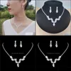 Earrings Necklace Rhombus Bridal Wedding Jewelry Set Claw Zircon Chain Rhinestone Fashion Women Bridesmaid P Ography Acc Drop Deli Dhzuv