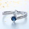 Hochzeit Ringe Hainon Mode Dünne Schöne Blau Weiß Zirkon Finger Design Micro Gepflasterte CZ Verlobungsring Für Frauen