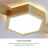 Plafoniere 1/2/3 testa lampade a led per camera da letto sala da pranzo soggiorno paralume esagonale in legno giapponese decorazioni per la casa al coperto luminare