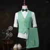 Costumes pour hommes vert menthe décontracté hommes Slim Fit 3 pièces Blazer gilet avec pantalon mariage garçons d'honneur smoking pour bal Costume de mode masculine