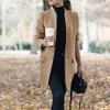 Trenchs de Femmes Femmes Trench Long Manteau Hiver Printemps Revers À Manches Longues Manteaux Bureau Dames Solide Slim Manteau Outwear Abrigo Mujer 230215