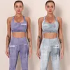 Aktive Sets Großhandel Hohe Qualität Tie Dye Nude Gebürstete Hosen Low Cut Hohl Gym Nahtlose Yoga Tragen Set Schönheit zurück Bh Workout Activewear