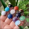 Cluster Rings Natural Stone Crystal Ring For Women Open Reiki Healing Lapis Tiger Eye Pink Purple Quartz Finger Party Wedding Jewelr Dhzbm