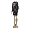 M4016スプリングレター印刷されたセーター女性用ショートドレス長袖スリムカジュアルハイストリートヒップニットセーターミニドレス
