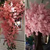 Dekorativa blommor konstgjorda körsbärsträd rosa sakura gren siden diy 120 cm blommig vägg bröllop dekoration hem utomhusdekor