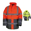 Mäns ner EN471 ANSI/SEA 107 HI Vis Two Tone Waterproof Safety Parka Jacka med reflekterande band Orange Workwear Winter