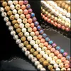 Stone 8mm Sier Gold Metal Color Plating Loose Lava Beads Smycken Tillbeh￶r f￶r armband Drop Delivery DHPF9